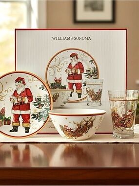 NIB Williams Sonoma Twas The Night Christmas Kids 3Piece Melamine Dinnerware Set